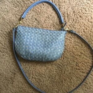 Clare V Petit Moyen Denim Blue Checker